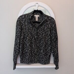 Vintage Evan Picone Full Zip Cardigan Sweater Lambswool Blend Knit Jacket